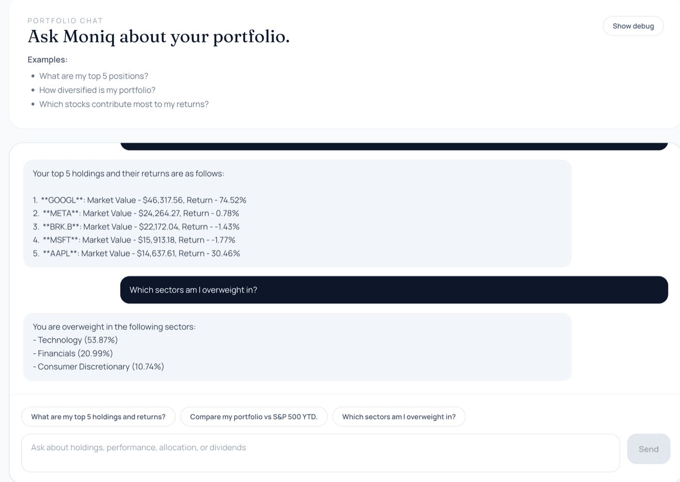Ask questions preview